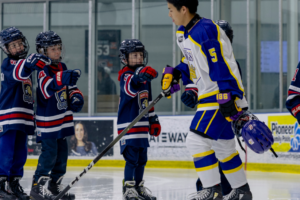 Defenceman Gavin Yoo skates onto the ice for the Komoka Kings home opener.