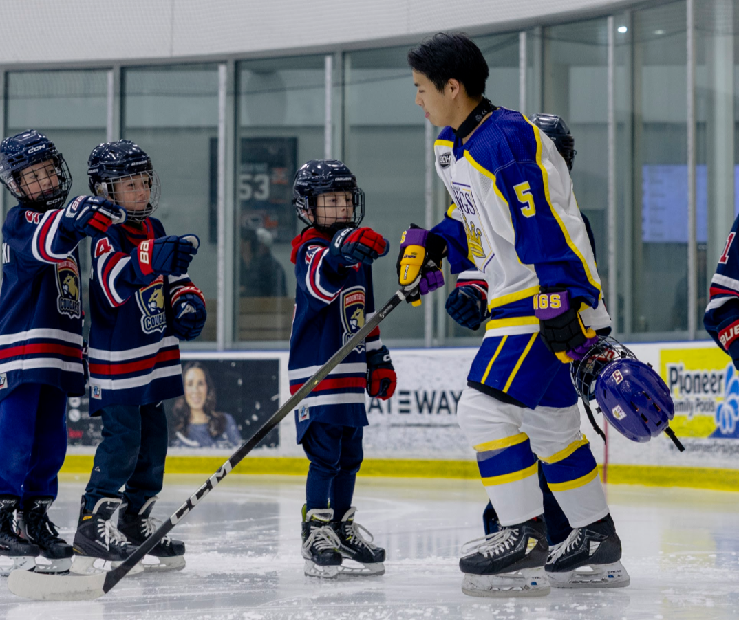 Defenceman Gavin Yoo skates onto the ice for the Komoka Kings home opener.